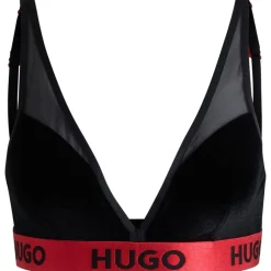 Hugo Womens Triangle S. Velvet 10265641 01 Bralette in Black
