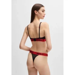 Hugo Womens Triangle S. Velvet 10265641 01 Bralette in Black