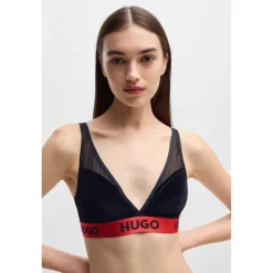 Hugo Womens Triangle S. Velvet 10265641 01 Bralette in Black