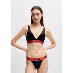 Hugo Womens Triangle S. Velvet 10265641 01 Bralette in Black