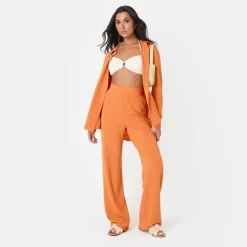 I Saw It First Crepe Wide Leg Trousers in Orange