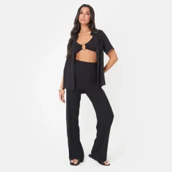 I Saw It First Crepe Wide Leg Trousers in Black