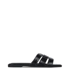 I Saw It First Faux Leather Caged Sandals in Black