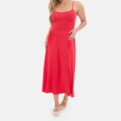 I Saw It First Jersey Tie Back Midi Dress in Red