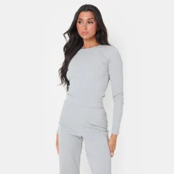 I Saw It First Rib Long Sleeve Top in Grey