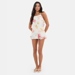 I Saw It First Ruffle Halter Playsuit in White