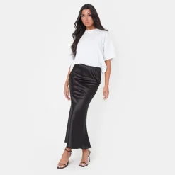 I Saw It First Satin Skirt in Black