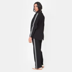 I Saw It First Stripe Soft Woven Blazer in Black
