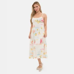 I Saw It First Tie Back Midi Dress in Cream