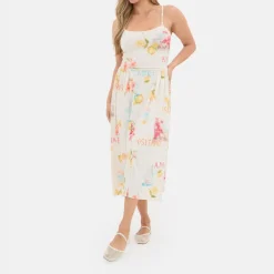 I Saw It First Tie Back Midi Dress in Cream