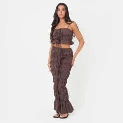 I Saw It First Tie Maxi Skirt in Brown