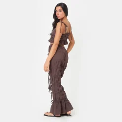 I Saw It First Tie Maxi Skirt in Brown