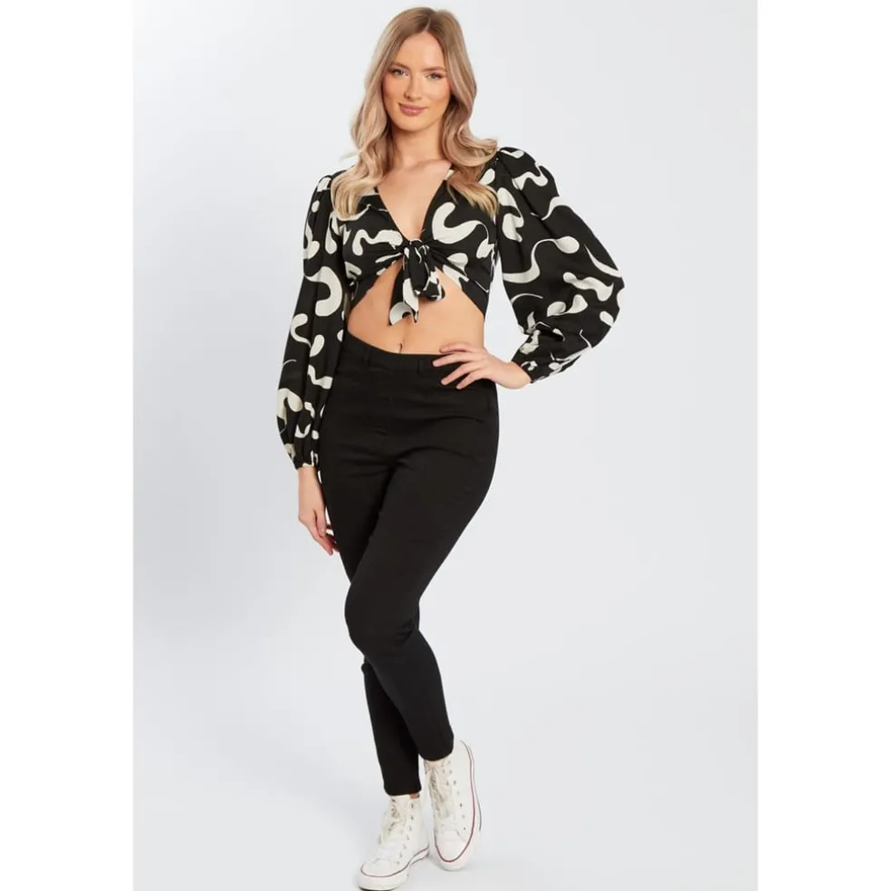 Influence Jog Pantng Elong Sleeve T-Shirtc Wst in Black