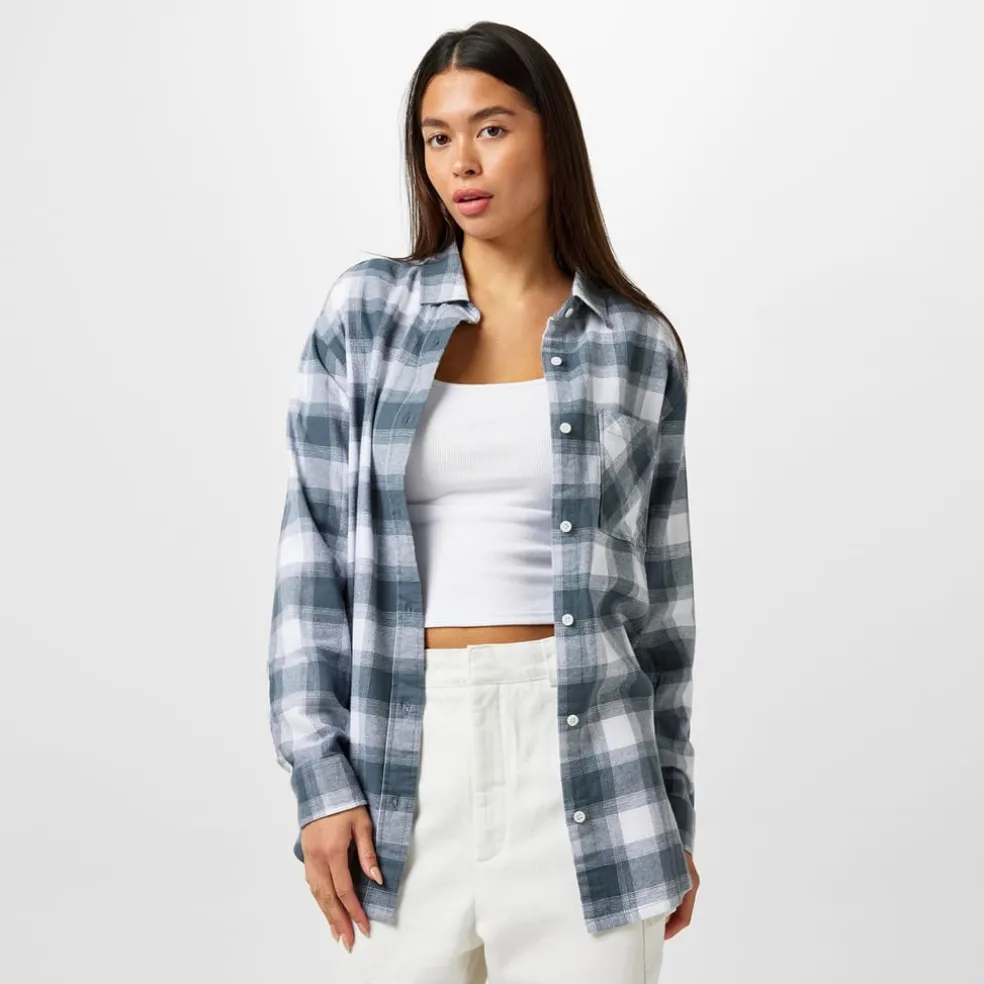 Jack Wills Regular Fit Long Sleeve Flannel Shirt in Blue