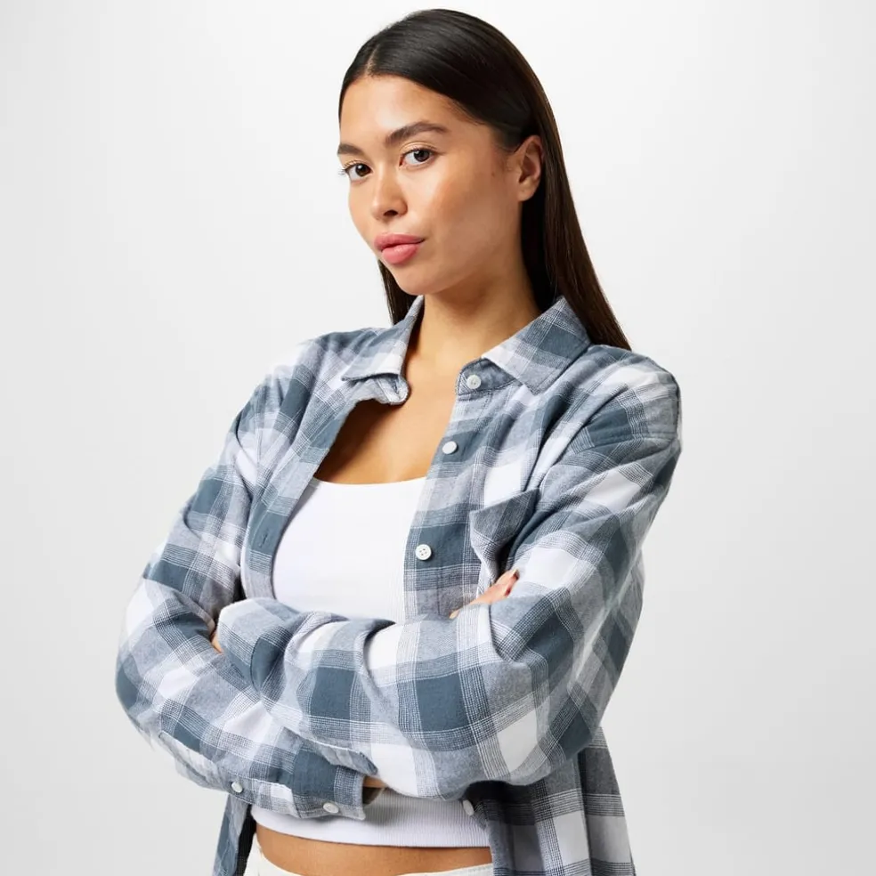 Jack Wills Regular Fit Long Sleeve Flannel Shirt in Blue