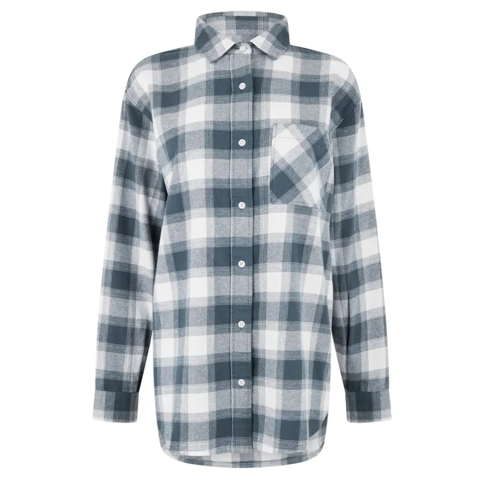 Jack Wills Regular Fit Long Sleeve Flannel Shirt in Blue