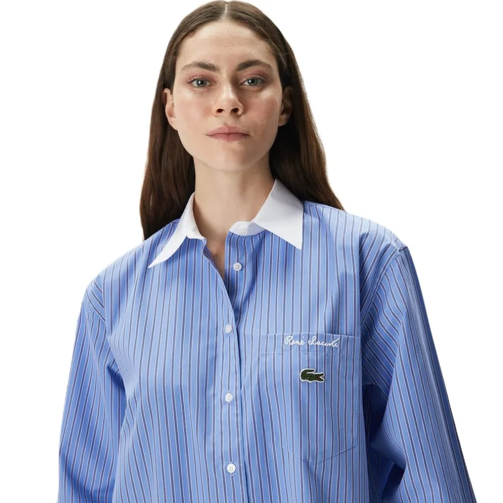 Lacoste Relaxed Fit Long Sleeve Shirt in Blue