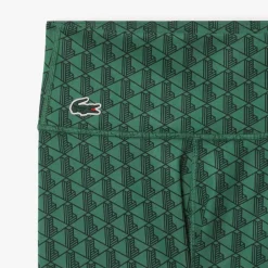Lacoste Sport Monogram Print Sport Leggings in Green