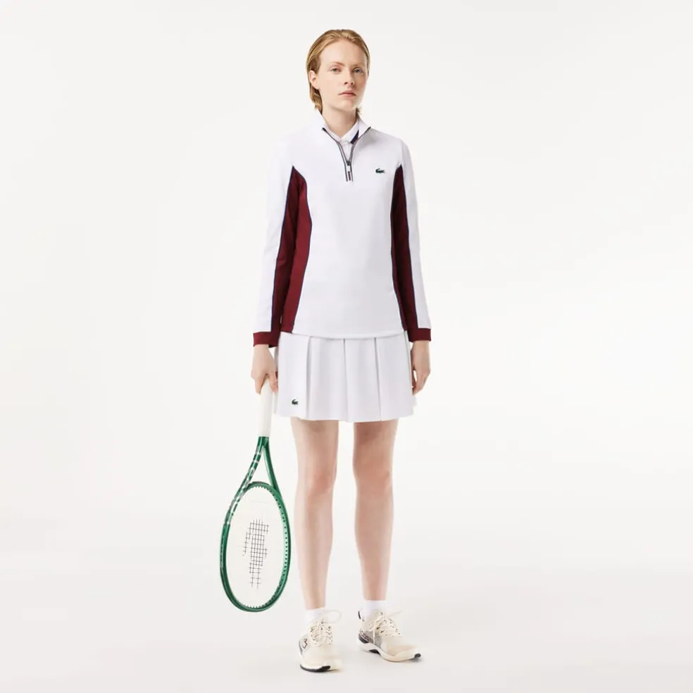 Lacoste Sport Slim Fit Tennis Layering Sweatshirt in White red