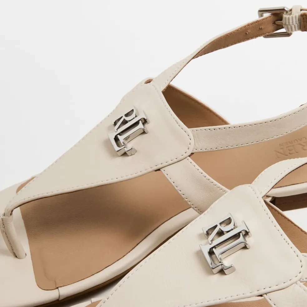 Lauren by Ralph Lauren Everley Toe Post Flatform Sandals in White