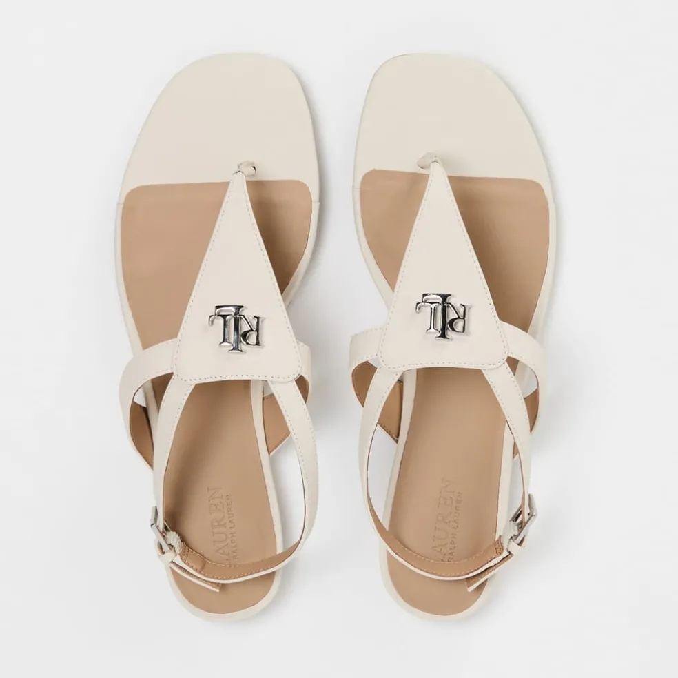 Lauren by Ralph Lauren Everley Toe Post Flatform Sandals in White