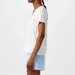 Lauren by Ralph Lauren V Neck T-Shirt in White