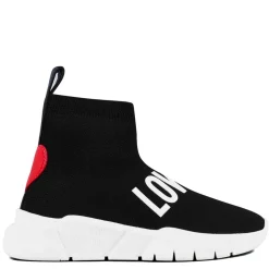 Love Moschino Logo Strap Hi Sock Trainers in Black