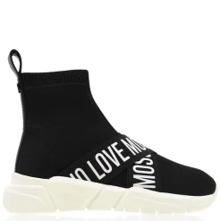 Love Moschino Strap Sock Runners in Black