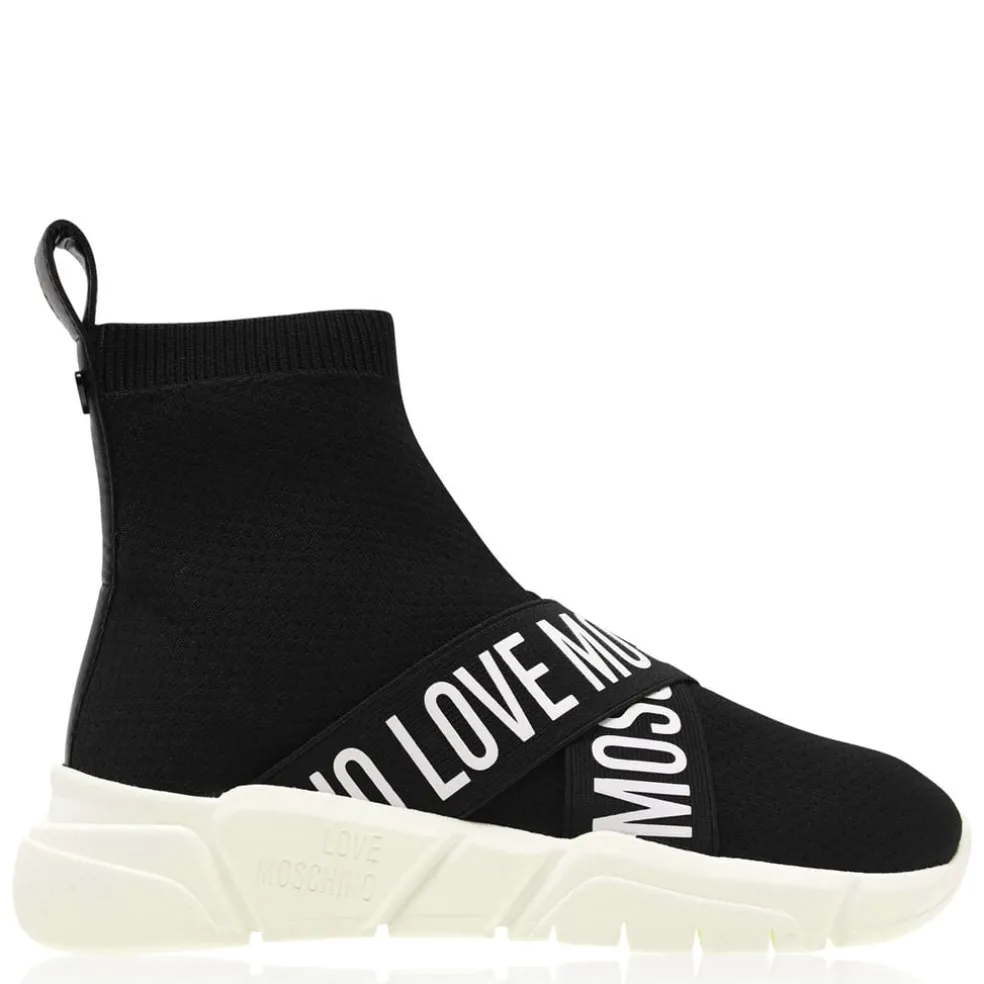 Love Moschino Strap Sock Runners in Black