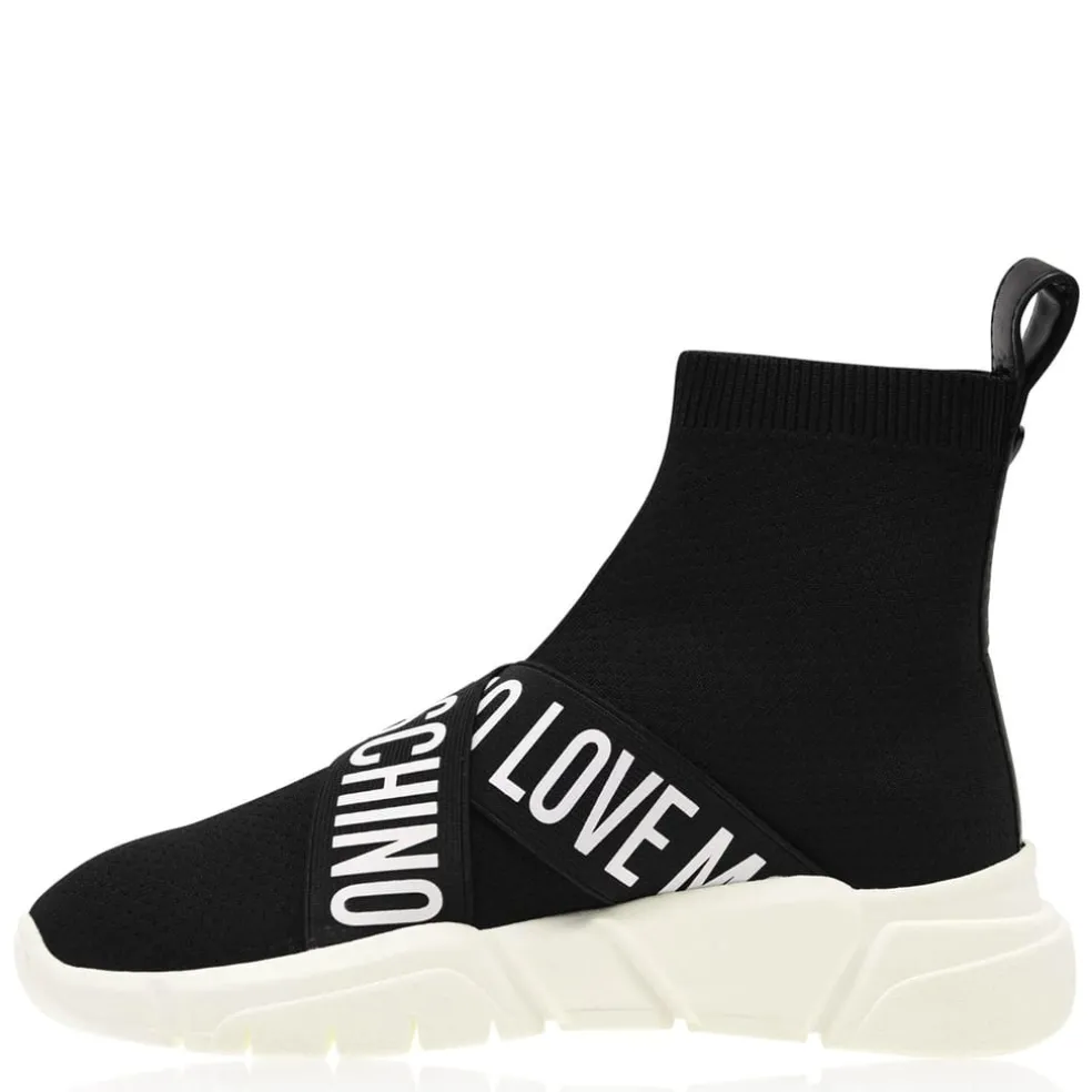 Love Moschino Strap Sock Runners in Black