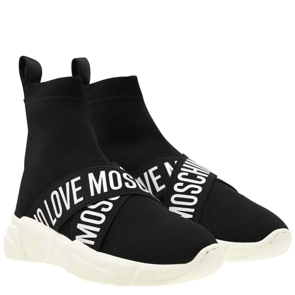 Love Moschino Strap Sock Runners in Black
