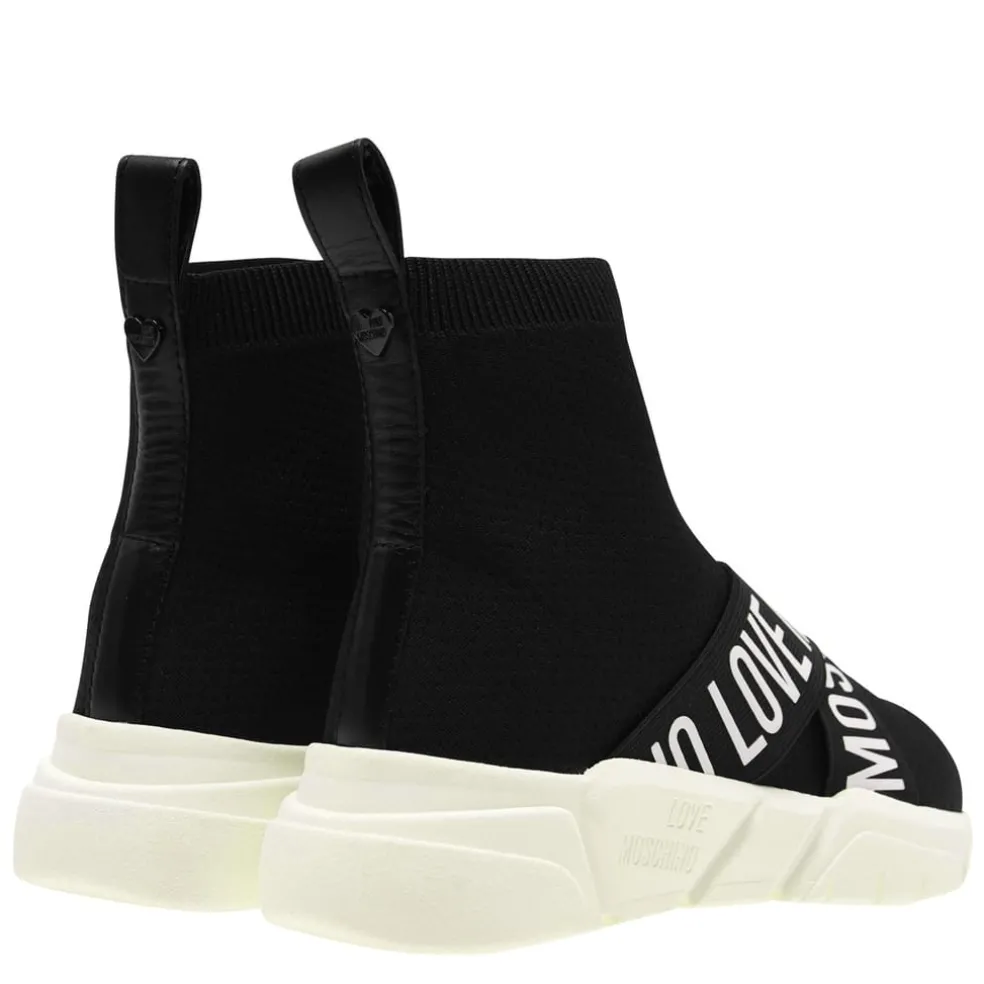 Love Moschino Strap Sock Runners in Black
