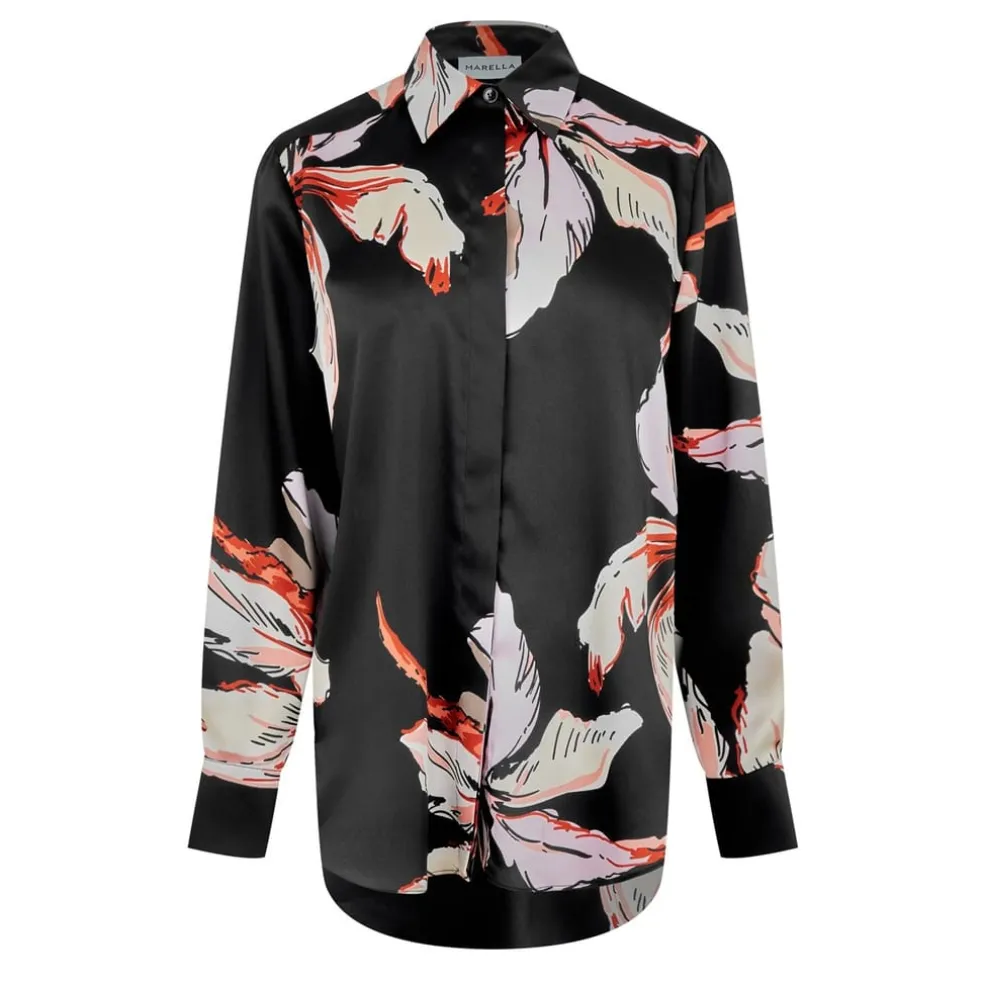 Marella Lugano Relaxed Fit Long Sleeve Shirt in Black
