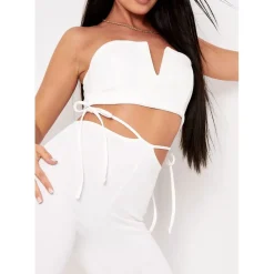 Missy Empire Bar Bandeau Crop Top in White