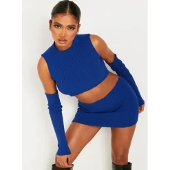 Missy Empire Crop Top With Separate Sleeves in Blue