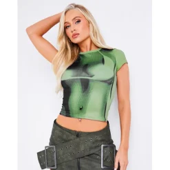 Missy Empire Print Top in Green