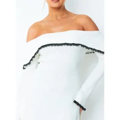 Missy Empire Trim Fold Over Mini Dress in White