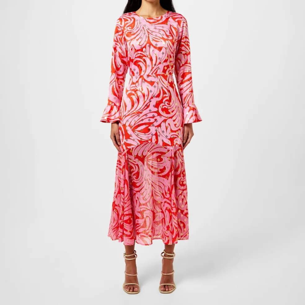 Never Fully Dressed Crew Neck Maxi Wrap Dress in Pink