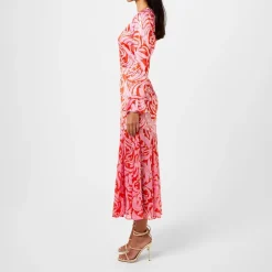 Never Fully Dressed Crew Neck Maxi Wrap Dress in Pink