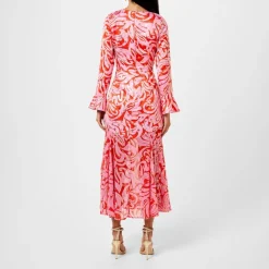 Never Fully Dressed Crew Neck Maxi Wrap Dress in Pink