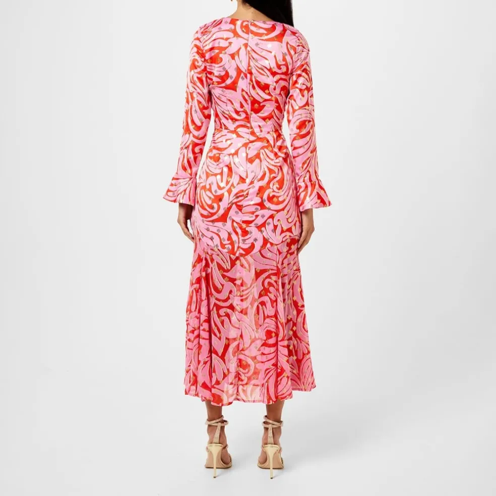Never Fully Dressed Crew Neck Maxi Wrap Dress in Pink