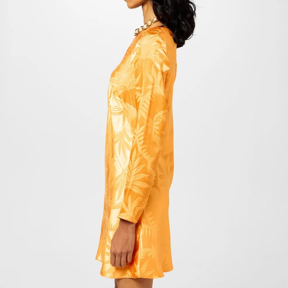 Never Fully Dressed Soho Crew Neck Mini Slip Dress in Orange