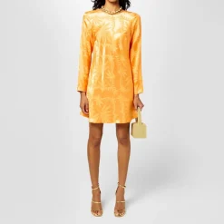 Never Fully Dressed Soho Crew Neck Mini Slip Dress in Orange