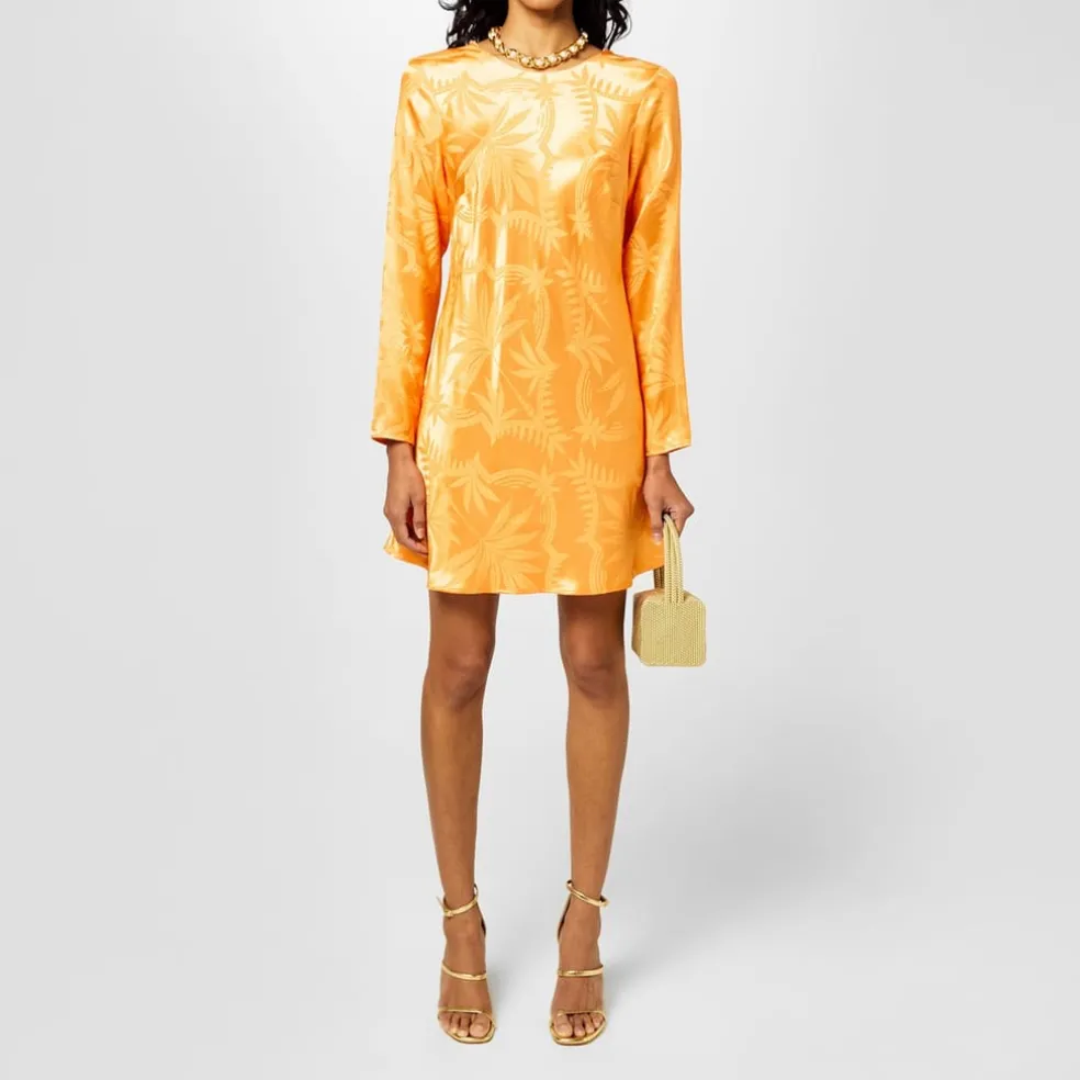 Never Fully Dressed Soho Crew Neck Mini Slip Dress in Orange