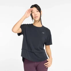 New Balance Drapey Jersey Oversized T-Shirt in Black