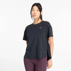 New Balance Drapey Jersey Oversized T-Shirt in Black