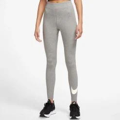 Nike Womens Sportswear Essential Mid Rise Swoosh Leggings in Grey