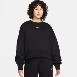 Nike Womens Sportswear Phoenix Fleece Over Oversized Crewneck Sweatshirt in Black