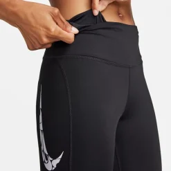 Nike Womens Swoosh Fast Mid Rise 7 8 Leggings in Black