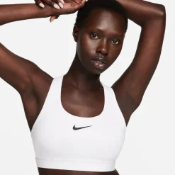 Nike Womens Swoosh Medium Support 1 Piece Pad Sports Bra in White